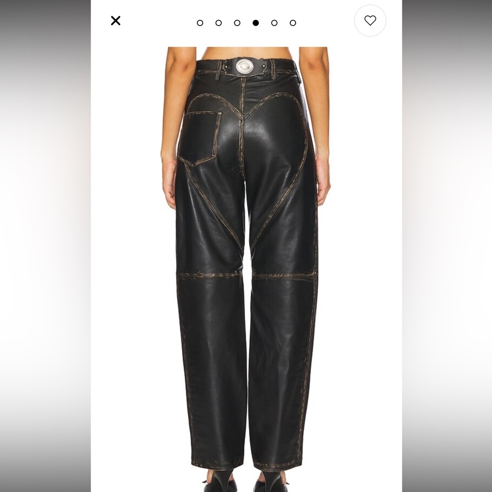 AREA Black Studded leather Women's Jeans - Picture 3 of 6